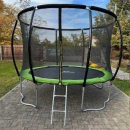 Батут SKYJUMP MASTER green 312 cм Premium с защитной сеткой и лестницей
