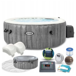 Надувной бассейн-джакузи Intex PureSpa Bubble Massage Greywood Deluxe 196x71 см артикул 28440