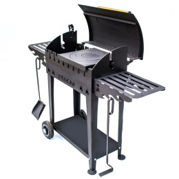 Мангал-гриль на колесах с полками толщина 4 мм