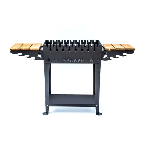 Купить Мангал-гриль с крышкой, полкой, дровницей и колесами сталь 4мм фото 2